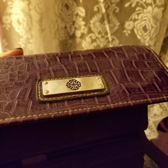 GORGEOUS PURPLE ANIMAL EMBOSSED WALLET WITH CHECK BOOK HLD AND CREDIT CARD SLOTS - Picture 11 of 13